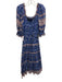 Sea New York Size M Blue & Multi Cotton Shirred Floral Balloon Sleeve Maxi Dress Blue & Multi / M
