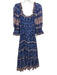 Sea New York Size M Blue & Multi Cotton Shirred Floral Balloon Sleeve Maxi Dress Blue & Multi / M