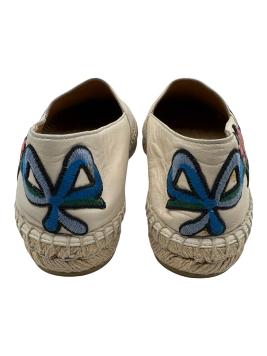 Gucci Shoe Size 35 Beige, Green, Multi Leather Embroidered Round Toe Espadrille Beige, Green, Multi / 35