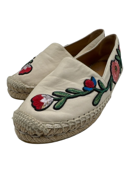 Gucci Shoe Size 35 Beige, Green, Multi Leather Embroidered Round Toe Espadrille Beige, Green, Multi / 35