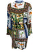 Farm Rio Size XL Green, Orange, Blue Viscose Long Sleeve Abstract Print Dress Green, Orange, Blue / XL