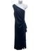 Xscape Size 10 Navy Blue Polyester One Shoulder Ruched Ruffle Gown Navy Blue / 10
