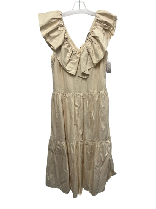 English Factory Size M Cream Cotton Tiered Off Shoulder Dress Cream / M