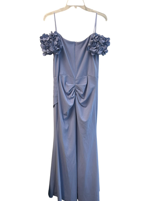 Xscape Size 12 Periwinkle Polyester Blend Back Zip Off Shoulder Ruched side Gown Periwinkle / 12