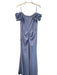 Xscape Size 12 Periwinkle Polyester Blend Back Zip Off Shoulder Ruched side Gown Periwinkle / 12