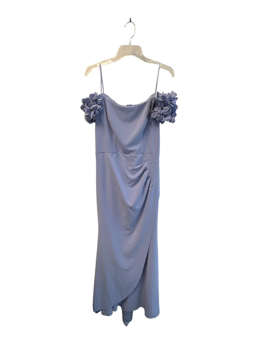 Xscape Size 12 Periwinkle Polyester Blend Back Zip Off Shoulder Ruched side Gown Periwinkle / 12