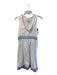 Tibi Size 8 White & Blue Cotton Lined Sleeveless Side Zip Stripe Dress White & Blue / 8