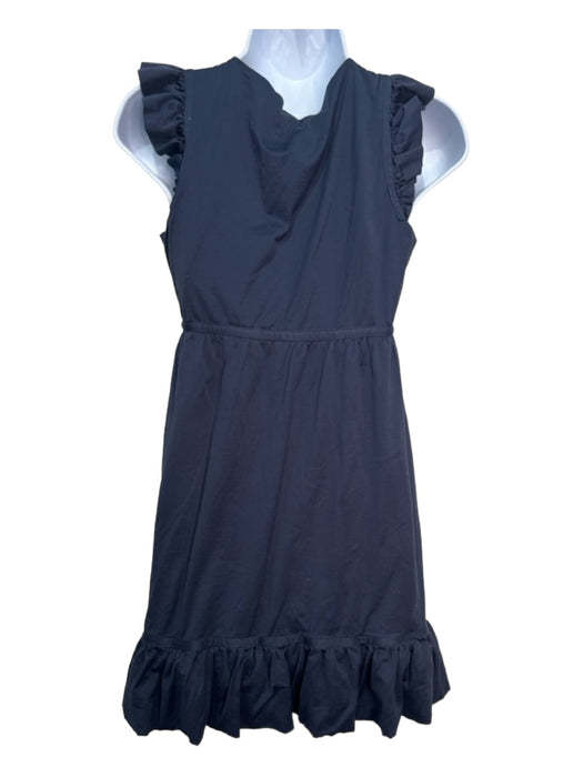 Louis Vuitton Size 36 Navy Cotton Ruffle Sleeves Scoop Neck Midi Dress Navy / 36