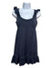 Louis Vuitton Size 36 Navy Cotton Ruffle Sleeves Scoop Neck Midi Dress Navy / 36