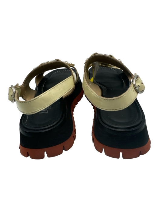 Labucq Shoe Size 37 Cream, Black, & Clay Patent Silver Hardware Open Sandals Cream, Black, & Clay / 37