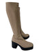 Akaada Shoe Size 37 Taupe & Black Faux Leather Square Toe Inner Side Zip Boots Taupe & Black / 37