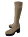 Akaada Shoe Size 37 Taupe & Black Faux Leather Square Toe Inner Side Zip Boots Taupe & Black / 37