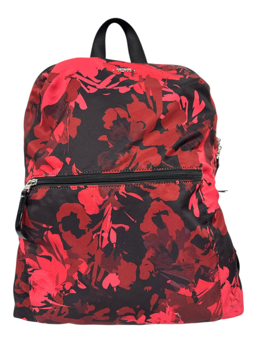 Tumi Black & Red Print Nylon Floral Backpack Backpack Black & Red Print