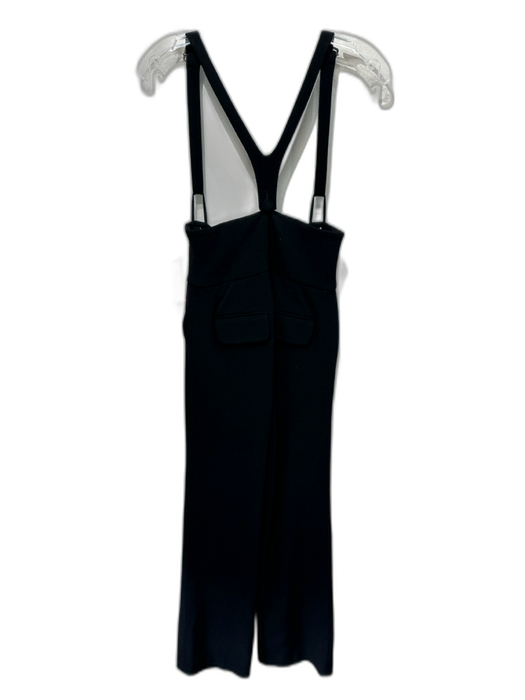 Frame Size S Black Wool Blend Front Zip Straight Leg Suspender Detail Overalls Black / S