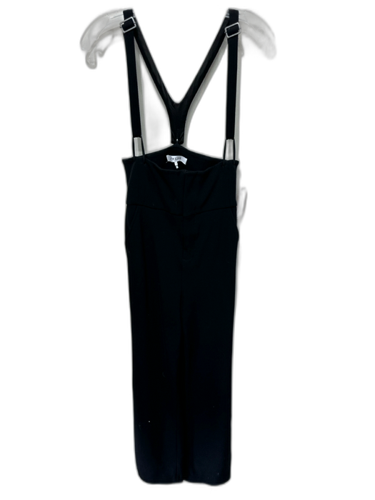 Frame Size S Black Wool Blend Front Zip Straight Leg Suspender Detail Overalls Black / S