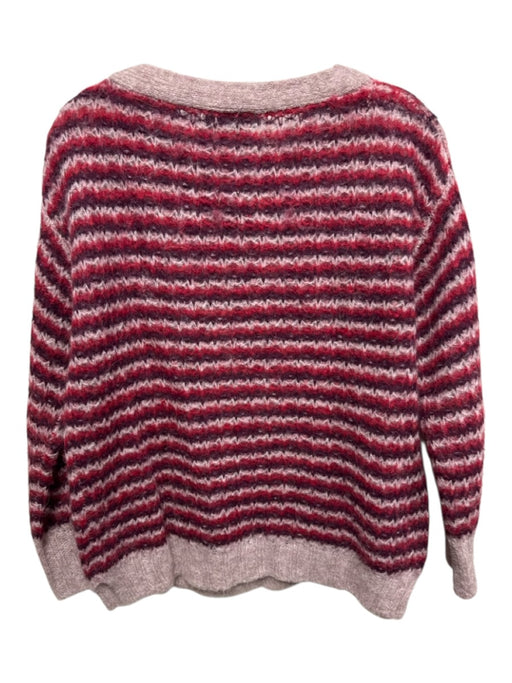 Theory Size S Red & Multi Alpaca Blend Long Sleeve Knit Stripe Sweater Red & Multi / S