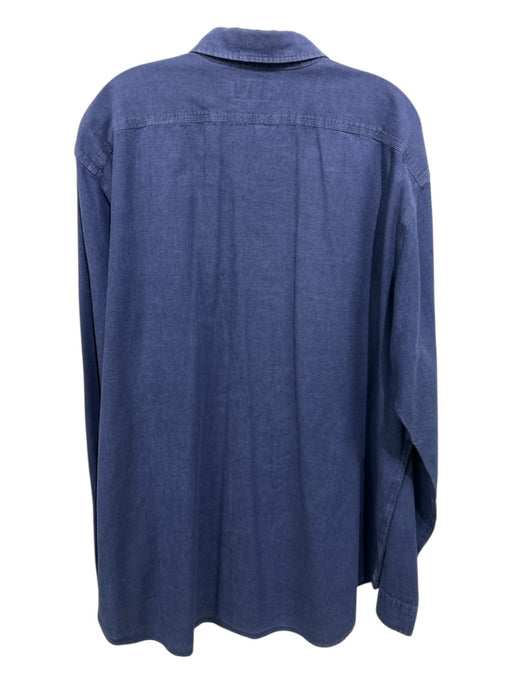 Polo Size XLT Blue Cotton Blend Solid Button Up front pocket Long Sleeve Shirt Blue / XLT