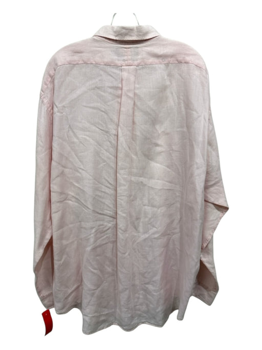 Polo Size XL Pink Linen & Cotton Solid Button Up front pocket Long Sleeve Shirt Pink / XL
