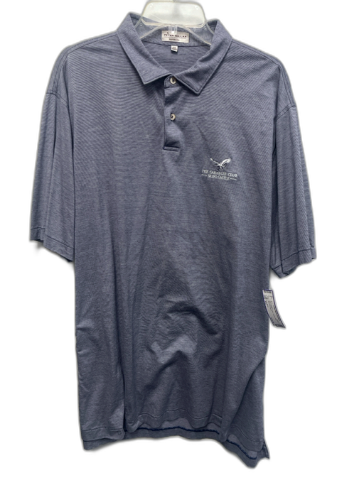Peter Millar Size XXL Blue & White Cotton Striped Polo Men's Short Sleeve Blue & White / XXL