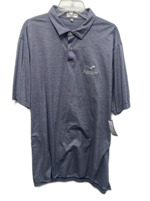 Peter Millar Size XXL Blue & White Cotton Striped Polo Men's Short Sleeve Blue & White / XXL