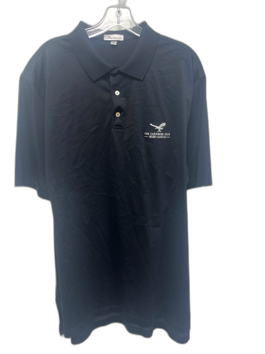 Peter Millar Size XL Black Cotton Solid Polo Men's Short Sleeve Black / XL