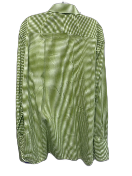 Robert Talbott Size 17 Green & White Cotton Gingham Button Up Long Sleeve Shirt Green & White / 17