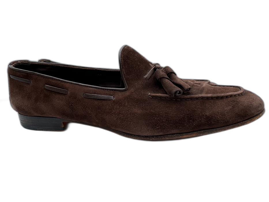 Santoni Shoe Size 10.5 AS IS Dark Brown Suede Solid Dress Men's Shoes Dark Brown / 10.5