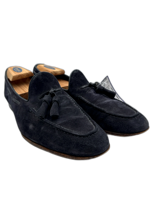 Santoni Shoe Size 10.5 AS IS Navy Suede Solid Dress Men's Shoes Navy / 10.5