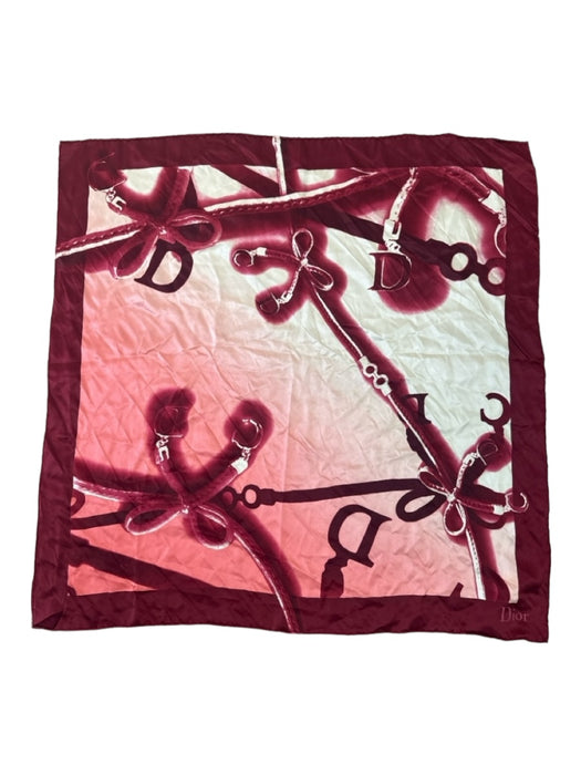 Dior Red Silk Abstract Pocket Square Men's Scarf