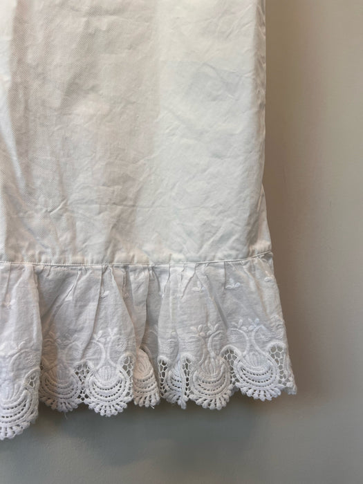 Ann Mashburn Size M White Cotton Short Sleeve Lace Trim Dress