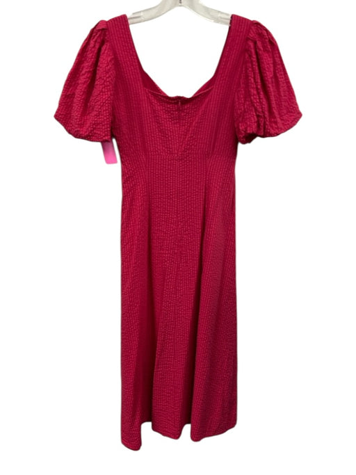 Mango Size 4 Berry Pink Viscose Blend Seersucker Stripe Empire Waist Maxi Dress Berry Pink / 4