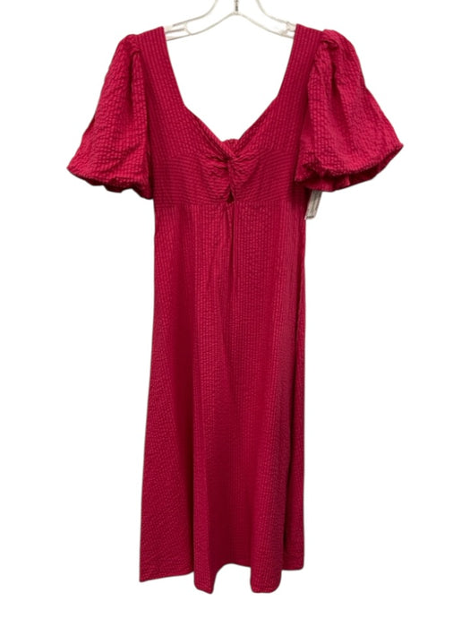 Mango Size 4 Berry Pink Viscose Blend Seersucker Stripe Empire Waist Maxi Dress Berry Pink / 4