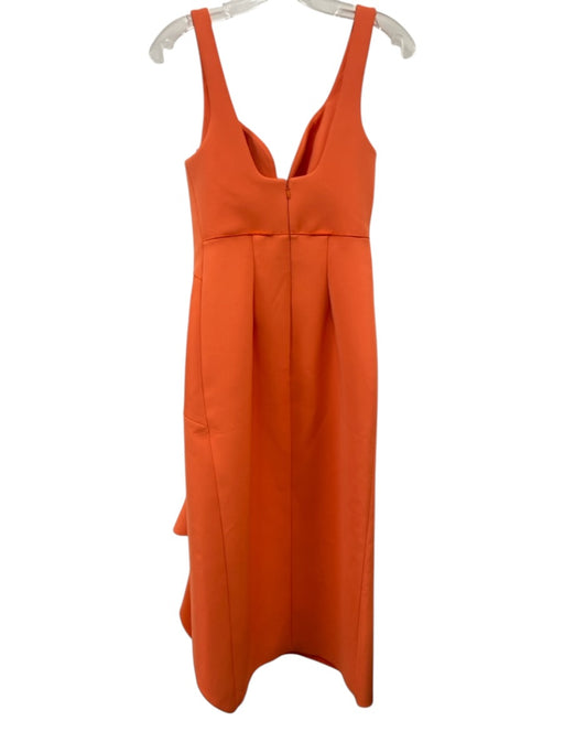 Acler Size 4 Orange Polyester Draped Asymmetric Midi Dress Orange / 4