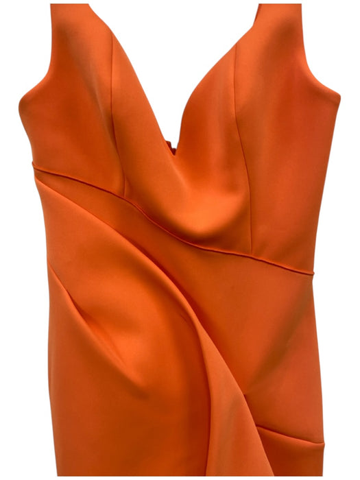 Acler Size 4 Orange Polyester Draped Asymmetric Midi Dress Orange / 4