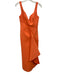 Acler Size 4 Orange Polyester Draped Asymmetric Midi Dress Orange / 4