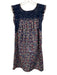 Mi Golondrina Size S Navy Blue, Red, Yellow Cotton Embroidered Floral Dress Navy Blue, Red, Yellow / S