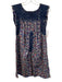 Mi Golondrina Size S Navy Blue, Red, Yellow Cotton Embroidered Floral Dress Navy Blue, Red, Yellow / S