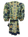 Farm Rio Size S Green, Blue, Orange Cotton Puff Sleeves Botanical Belted Romper Green, Blue, Orange / S