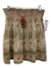 Alicia Bell Size XS green, beige, pink Cotton & Silk Shirred Waist Pom Pom Skirt green, beige, pink / XS