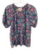 Banjanan Size S Blue, Beige, Pink Cotton Floral Short Sleeve Quarter Button Top Blue, Beige, Pink / S