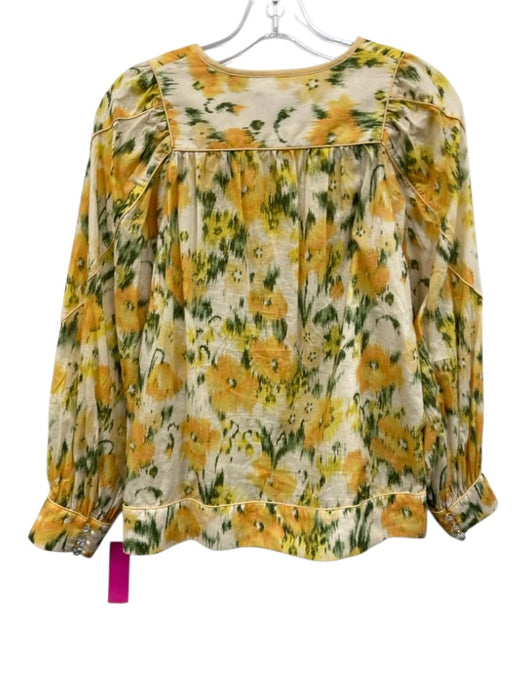 Tuckernuck Size S Yellow, Green, Orange Cotton Sheared Beaver ikat floral Top Yellow, Green, Orange / S