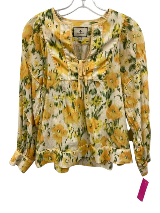 Tuckernuck Size S Yellow, Green, Orange Cotton Sheared Beaver ikat floral Top Yellow, Green, Orange / S