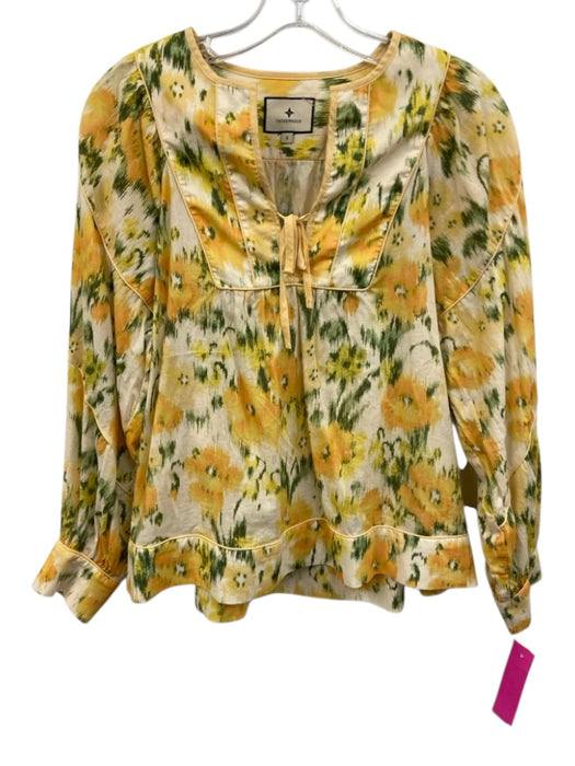 Tuckernuck Size S Yellow, Green, Orange Cotton Sheared Beaver ikat floral Top Yellow, Green, Orange / S