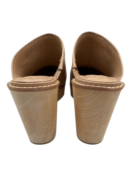 Antonio Melani Shoe Size 9 Tan Leather Wood Almond Toe Platform Clogs Tan / 9