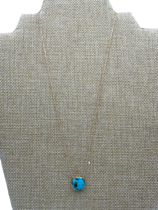 Gold & Turquoise Turquoise 14K Gold Plated Circle Clasp Pendant Necklace Gold & Turquoise
