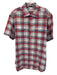 James Campbell Size L White & Red Cotton Blend Plaid Button Up Short Sleeve White & Red / L