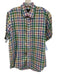 Neiman Marcus Like New Size M White & Multi Linen Plaid Button Up Short Sleeve White & Multi / M