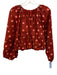 Maeve Size Small Rust & Pink Cotton Long puff sleeve Polka Dot Gathered Top Rust & Pink / Small