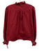 The Shirt Rochelle Behrens Size Small Red Pink Cotton Long Sleeve Shirred Top Red Pink / Small