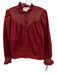 The Shirt Rochelle Behrens Size Small Red Pink Cotton Long Sleeve Shirred Top Red Pink / Small